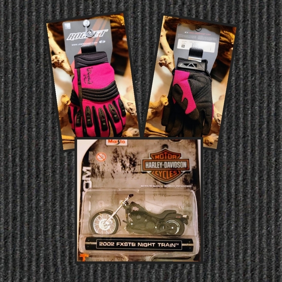 MOTORCYCLE GLOVES & HARLEY DAVIDSON REPLICA SCALE MODEL. (GREAT DEAL). - Picture 1 of 5